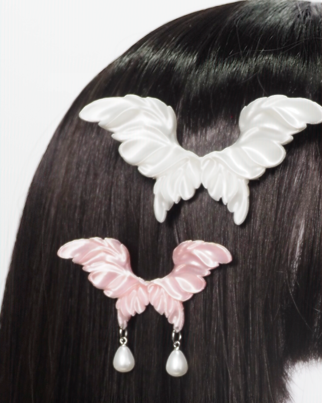 Angel Wing Butterfly Hair Clip - White Large view 2