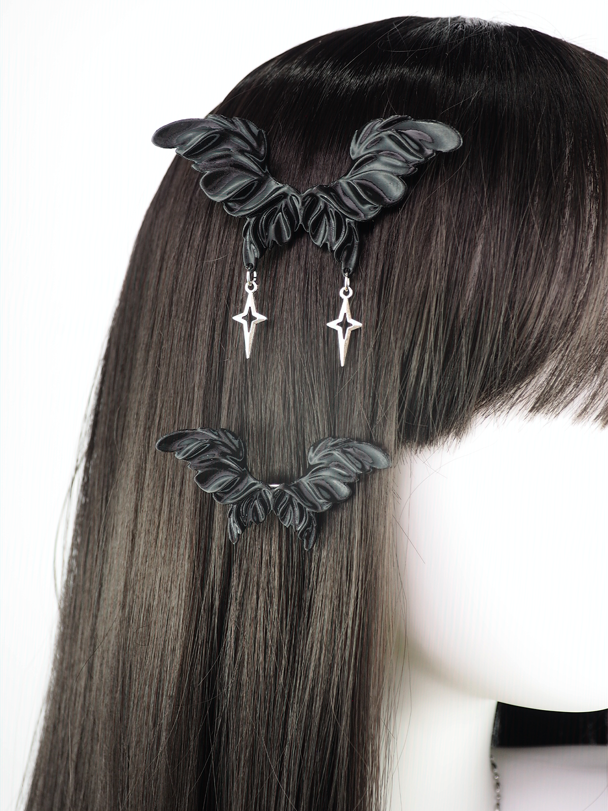 Angel Wing Butterfly Hair Clip - White Large view 3