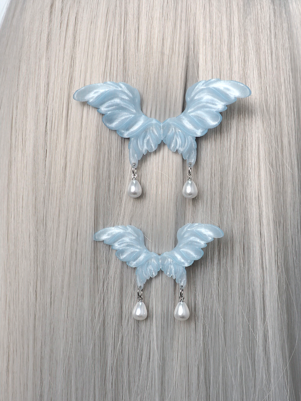 Angel Wing Butterfly Hair Clip - White Large view 4
