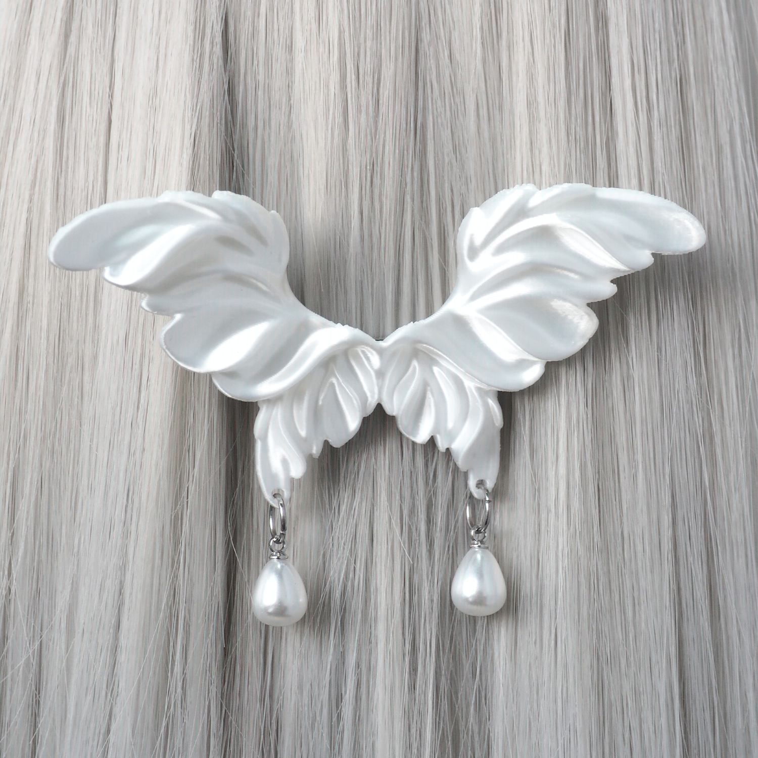 Angel Wing Butterfly Hair Clip - White Large