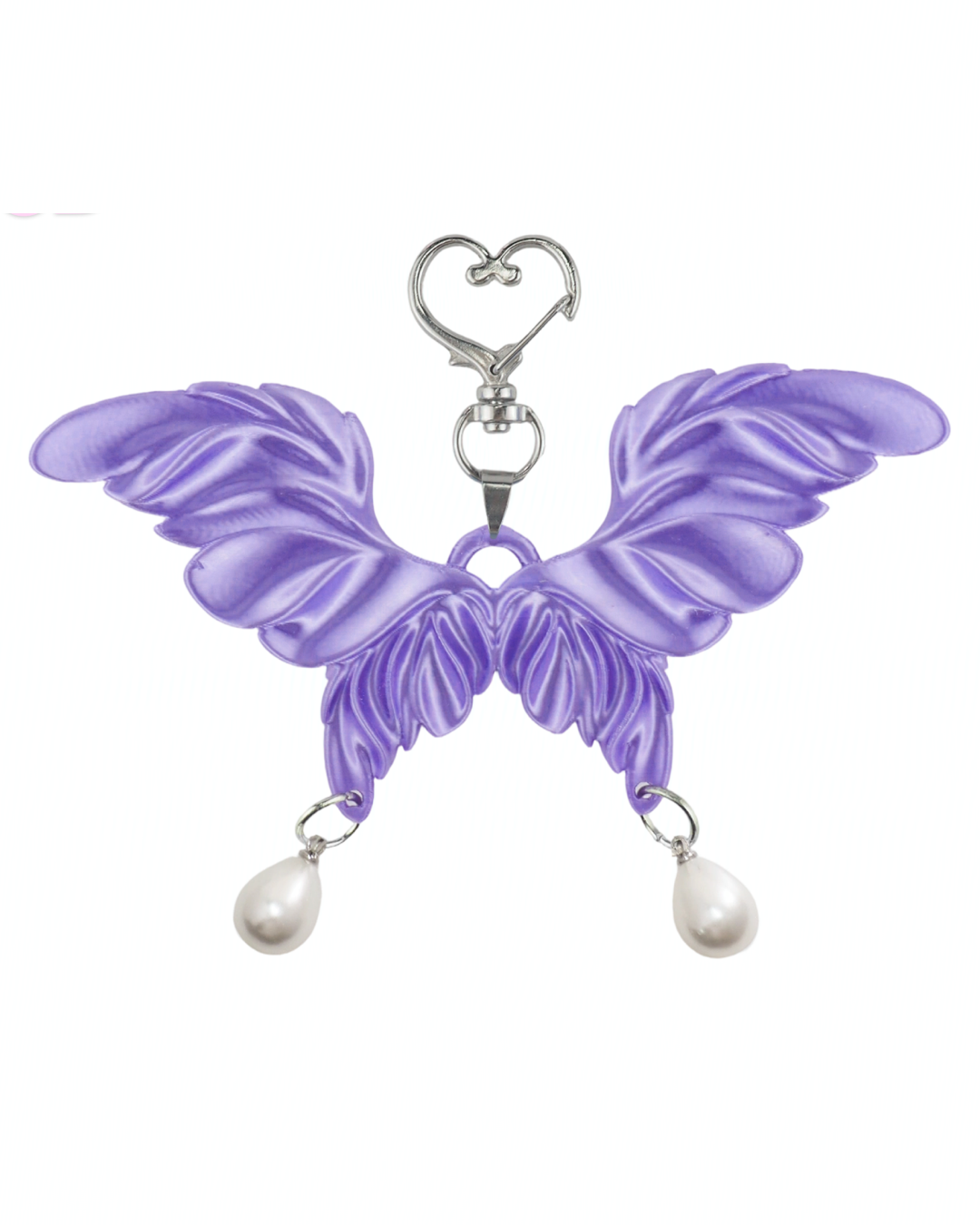 Angel Wing Butterfly Charm Keychain - silver view 4