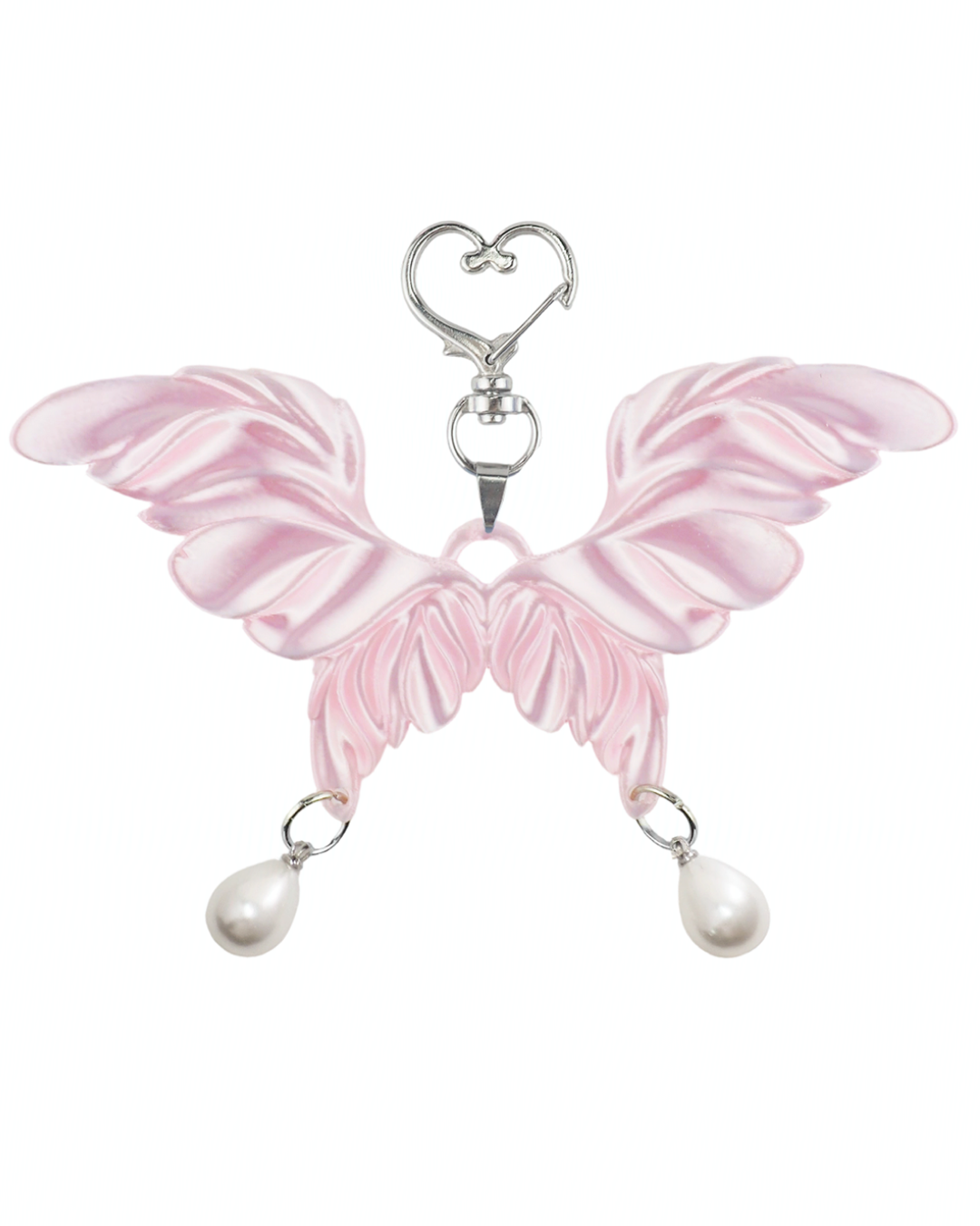 Angel Wing Butterfly Charm Keychain - silver view 2