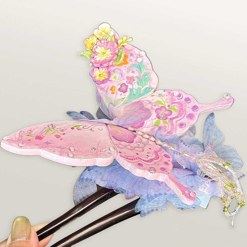 Handmade Fluttering Butterfly Hairpin view 2