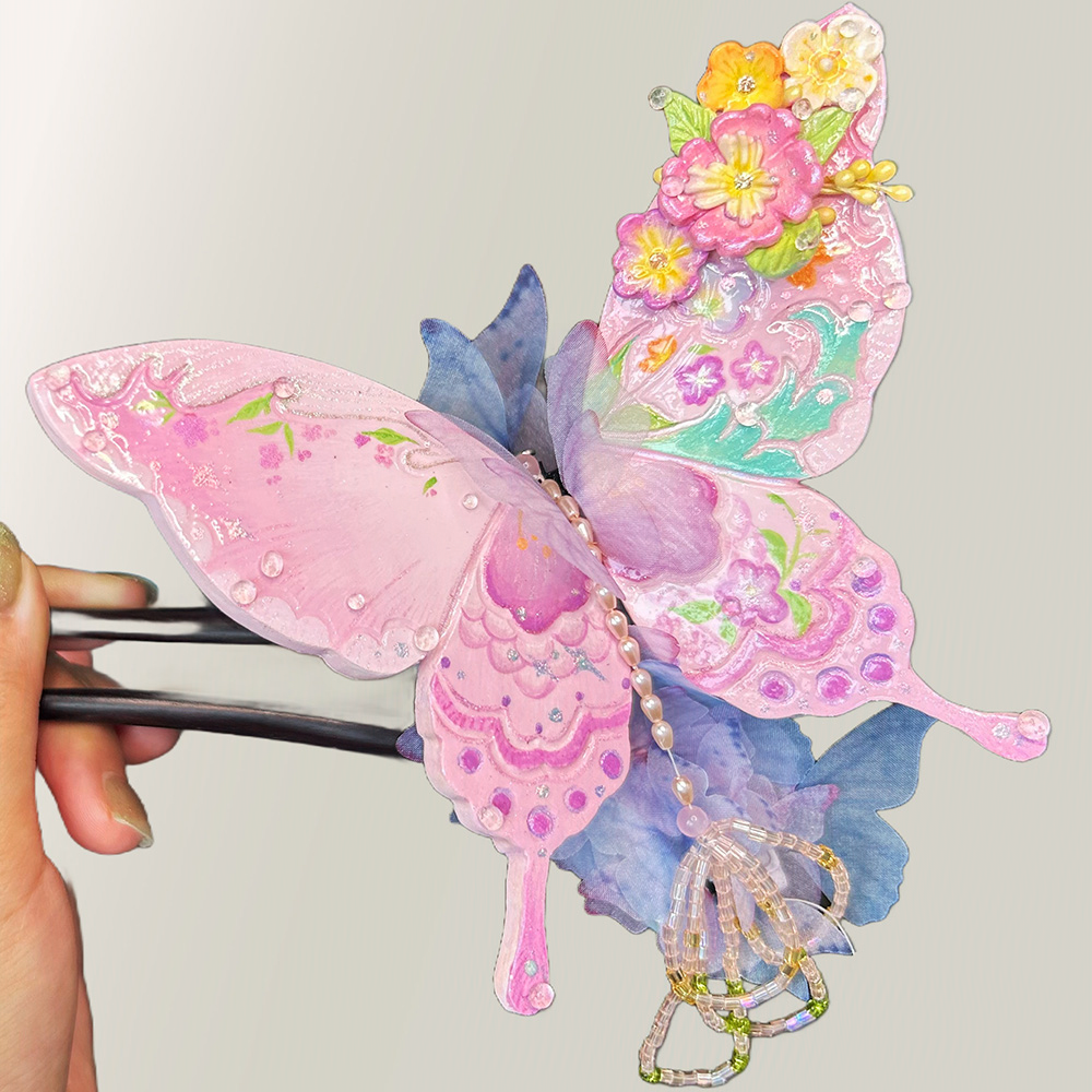 Handmade Fluttering Butterfly Hairpin view 3