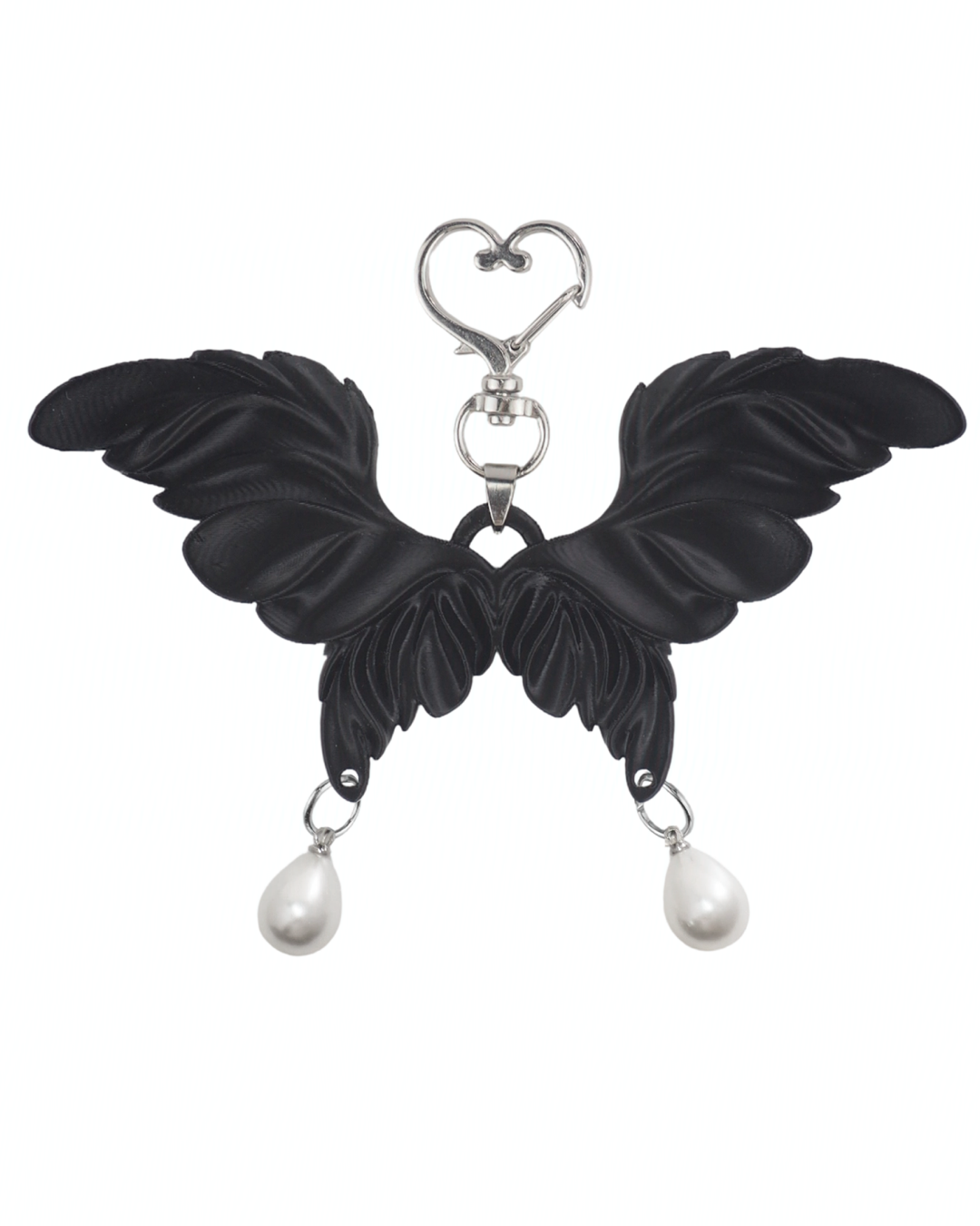 Angel Wing Butterfly Charm Keychain - Black