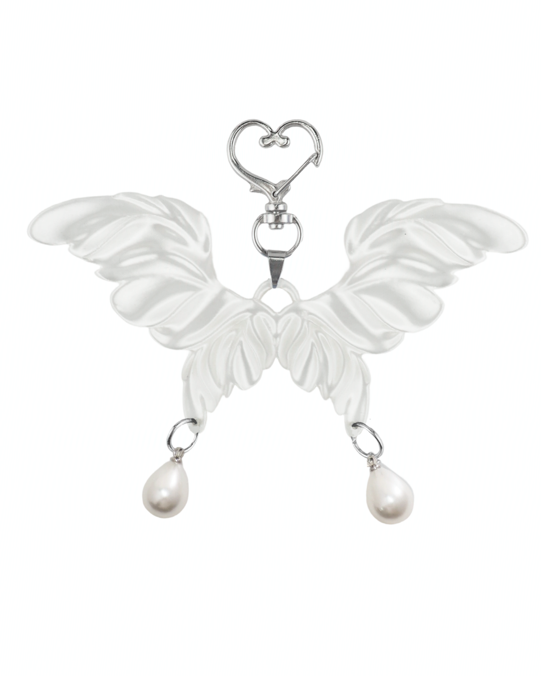 Angel Wing Butterfly Charm Keychain - White