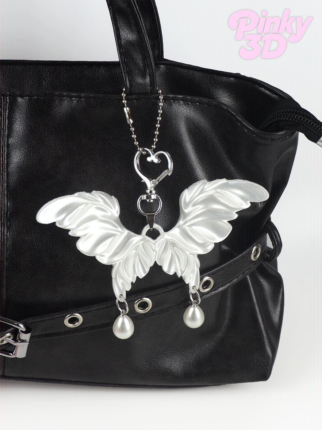 Angel Wing Butterfly Charm Keychain - silver view 9