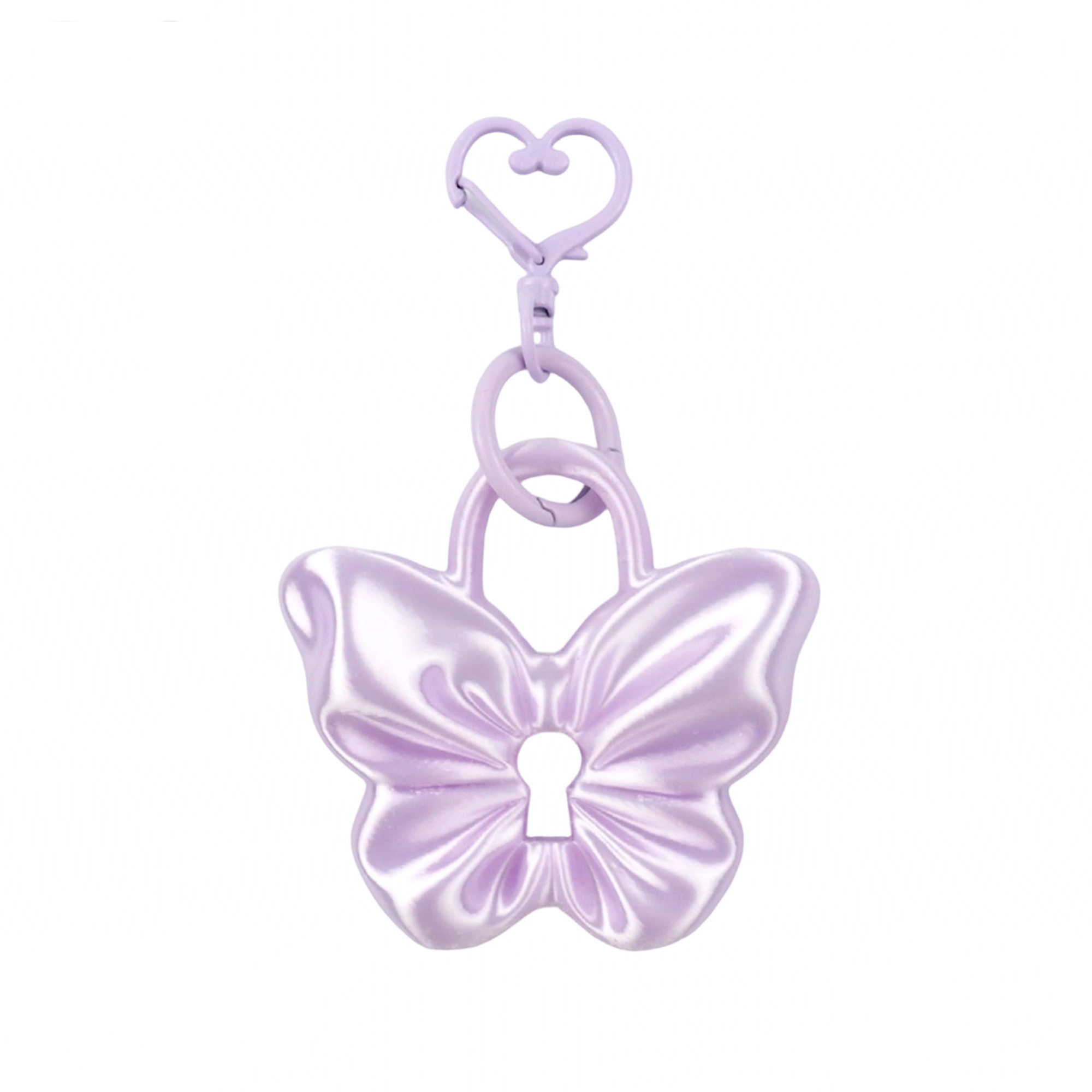 Silk Butterfly Padlock Charm Keychain - Lavender
